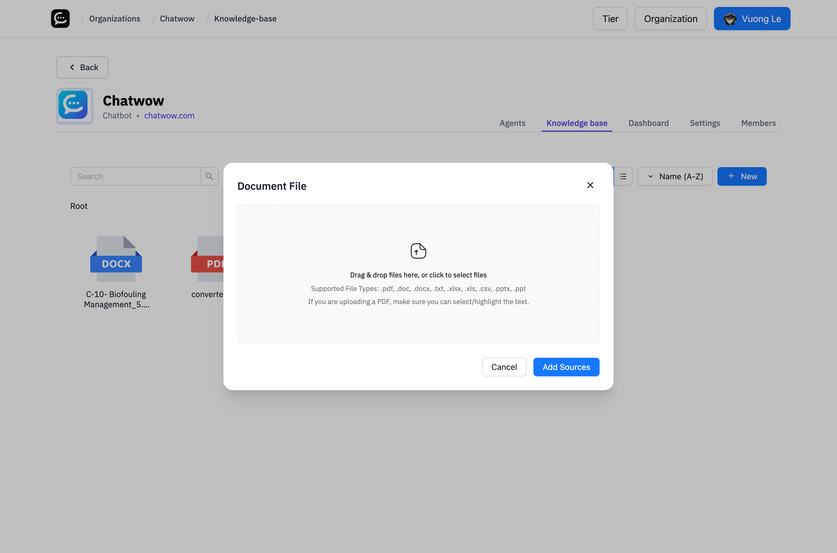 Add Documents Interface