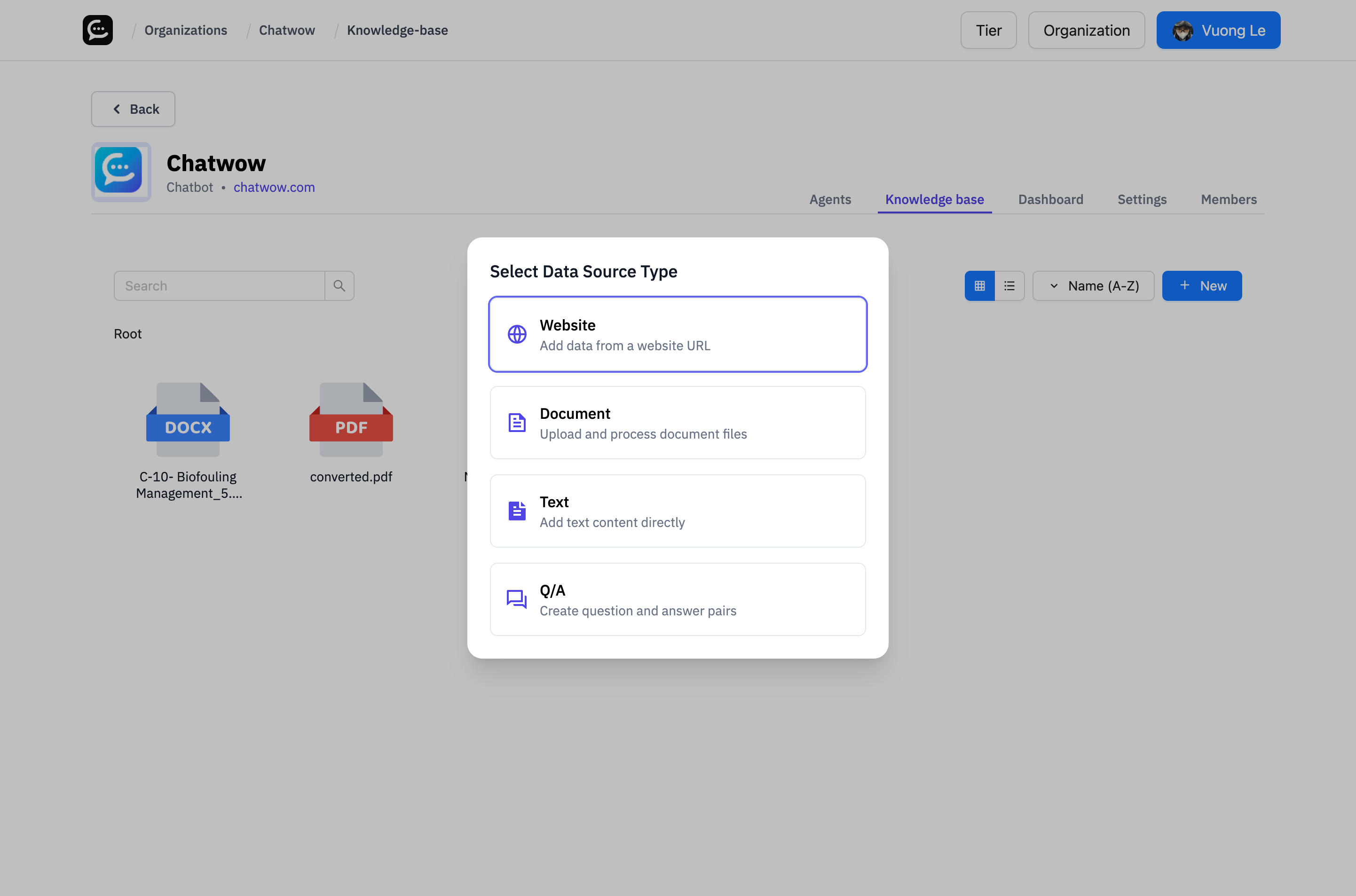 Add Sources Options - 4 card-style choices