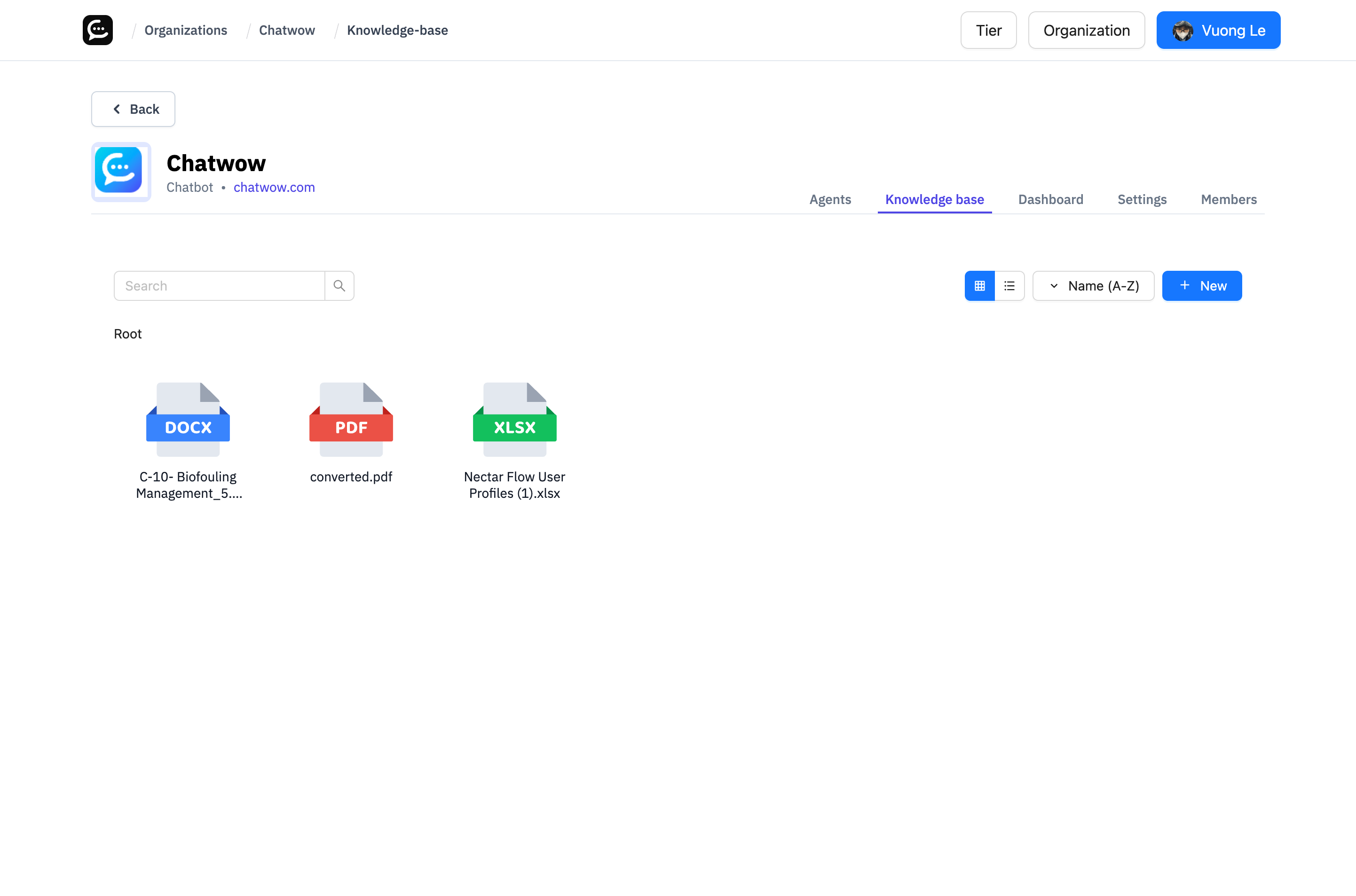 Grid View - Visual card layout with file icons